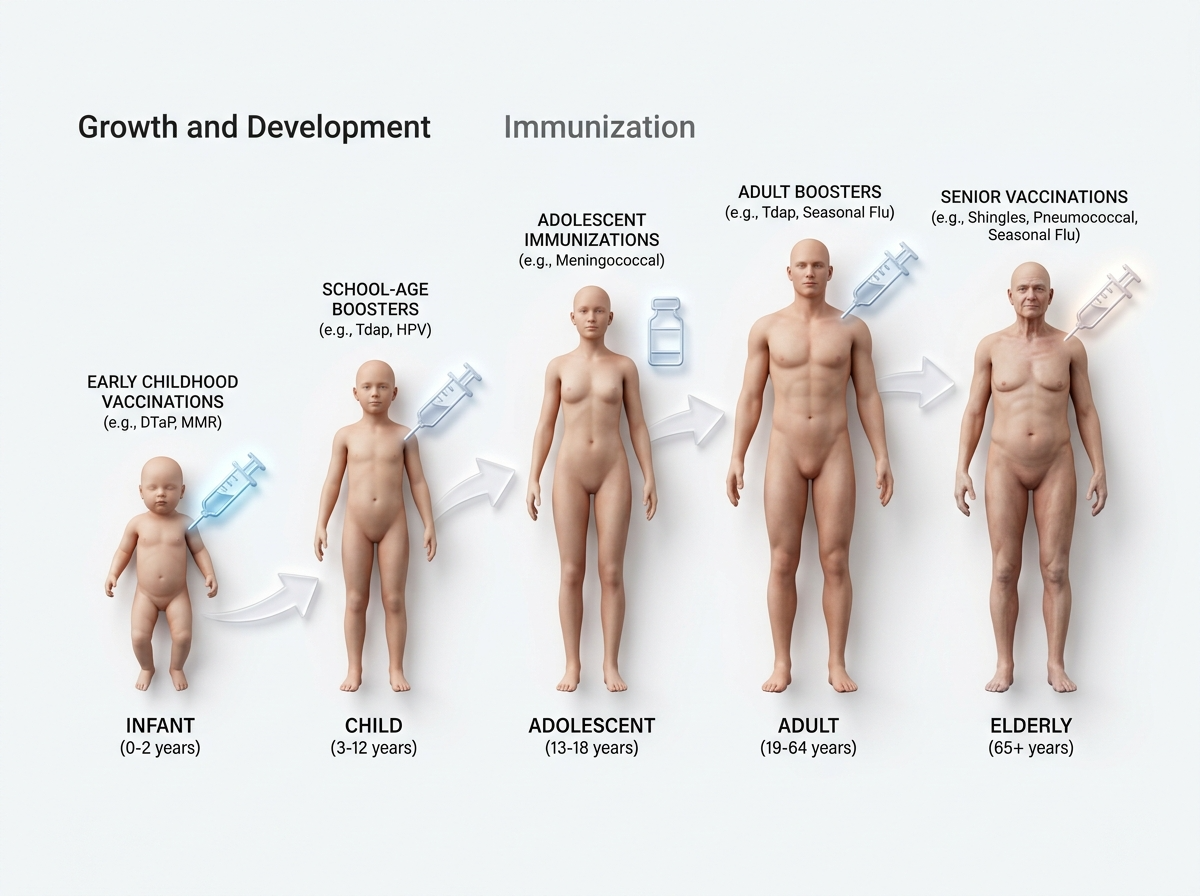 Growth, development, lifespan and immunizations