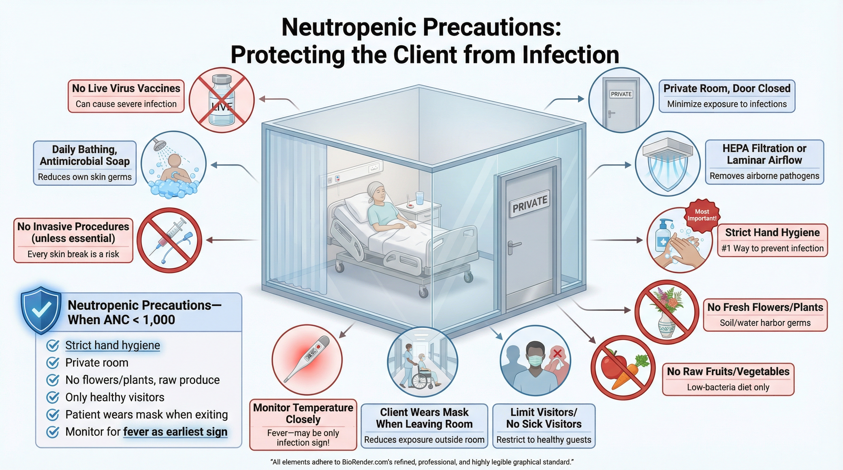 Safety, infection control and isolation